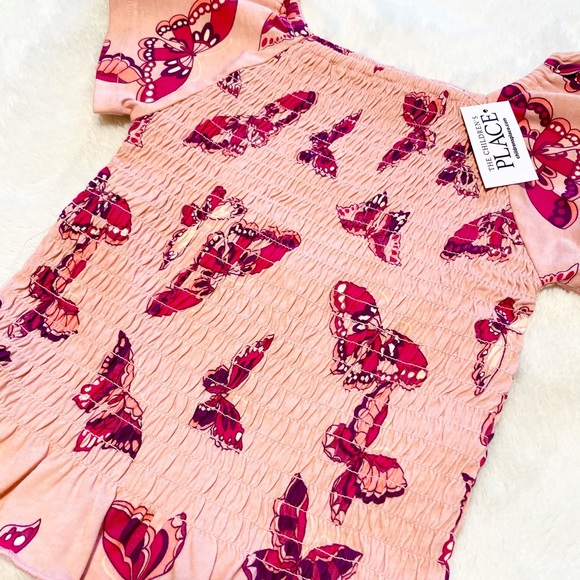 🆕The Children’s Place Girl’s Pink Butterfly Smocked Top - Picture 6 of 8